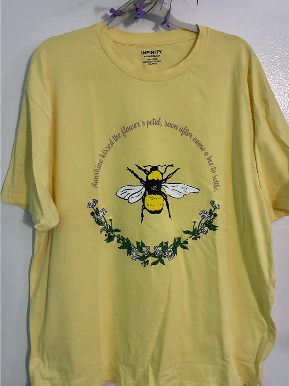 NFINITY Yellow Bee & Floral Wreath Graphic Short Sleeve Tee